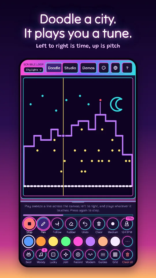 Doodle a city. It plays you a tune.
